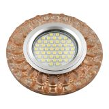 DLS-L151 GU5.3 GLASSY/TEA Светильник декоративный встраиваемый, серия Luciole. Без лампы, цоколь GU5.3. Доп. светодиодная подсветка 3Вт. Стекло. Зеркальный/светло-коричневый. ТМ Fametto UL-00003910 Uniel
