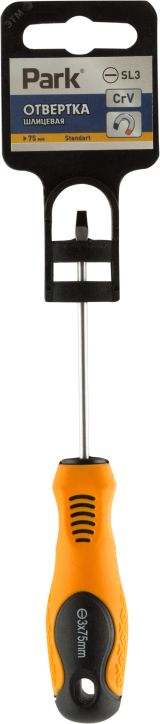 Отвертка Standart SL3х7,5см, двухкомпонентная рукоятка, шлицевая 008406 Park