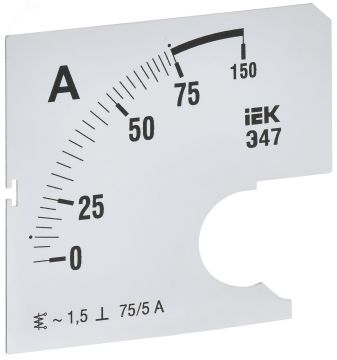Шкала сменная для амперметра Э47 75/5А класс точности 1,5 72х72мм IPA10D-SC-0075 IEK