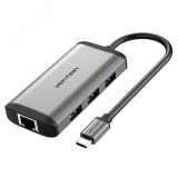 Хаб USB Type C 6 в 1, USB 3.1, HDMI 19, RJ45 1000646782 Vention