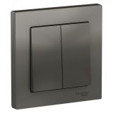 Выключатель двухклавишный ATLASDESIGN схема 5 10АХ в сборе сталь ATN000952 Systeme Electric