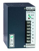 Блок питания промышленный. DC48V, 2,5A(120W). Диапазон входных напряжений AC100-240V. КПД 83%. 00011172 OSNOVO