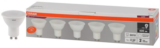 Лампа светодиодная LED 5 Вт GU10 4000К 400Лм спот 220 В (замена 35Вт) OSRAM 4058075584808 LEDVANCE