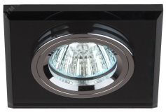Светильник декор стекло квадрат MR16,12V/220V, 50W, хром/черный DK8 CH/BK C0043792 ЭРА