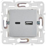 SKANDY Розетка USB A+C 18Вт SK-R13S серебряный IEK SK-U22-018-K23 IEK