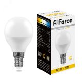 Лампа светодиодная LED 7вт Е14 теплый шар 25478 FERON