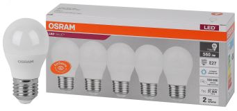 Лампа светодиодная LED 7 Вт E27 6500К 560Лм шарик 220 В (замена 60Вт) OSRAM 4058075578258 LEDVANCE