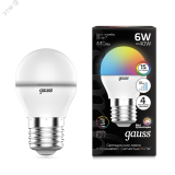 Лампа светодиодная LED 6 Вт RGBW+димирование E27 Шар Black Gauss 105102406 GAUSS