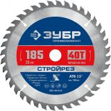 Диск пильный по строительной древесине Стройрез 185х20мм 40Т 36931-185-20-40 ЗУБР