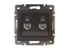 Розетка RAIN компьютерная 2-ая черный графит матовый механизм 703-4188-141 Lezard