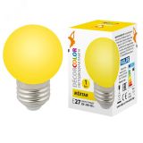 Лампа декоративная светодиодная LED-G45-1W/YELLOW/E27/FR/С Форма шар матовая. Цвет желтый Картон UL-00005649 Uniel