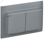 SKANDY Розетка 2-местная и крышкой 16А в сборе IP44 SK-R12Gr серый IEK SK-R26-16-44-K03-F IEK