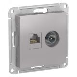 Розетка ATLASDESIGN двойная компьютерная+ТВ RJ45+TV категория 5E механизм алюминий ATN000389 Systeme Electric