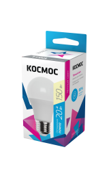 Лампа светодиодная LED 20Вт 220В Е27 D60х118 3000К теплый A60 1800 лм LkecLED20wA60E2730 Космос