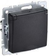 BRITE Розетка с заземлением с защитными шторками и крышкой 16А IP44 РСбш10-3-44-БрЧ черный BR-R16-16-44-K02 IEK