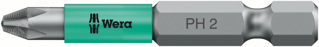 Бита 853/4 ACR SL PH вязкая твёрдость пластиковая оболочка магнит насечки Anti Cam-Out Ribs против выскальзывания хвостовик шестигранный 1/4 E 6.3 PH 2 x 50 мм WE-323780 Wera