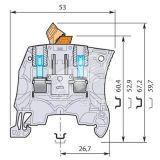 Клемма винтовая ZS4-S-T2 4мм.кв. с разъединителем серая 2 тестовые розетки 1SNK505311R0000 TE Connectivity (Entrelec,Tyco)