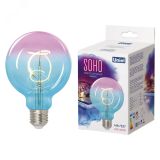 Лампа светодиодная SOHO LED-SF01-4W/SOHO/E27/CW BLUE/WINE GLS77TR Синяя/винная колба. Спиральный филамент. UL-00005892 Uniel