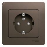 GLOSSA Розетка с заземлением со шторками шоколад в сборе GSL000844 Systeme Electric