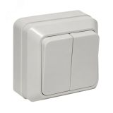Рим Выключатель двухклавишный 10А белый ENV10-023-10 EKF