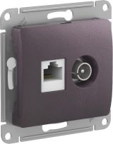 GLOSSA РОЗЕТКА двойная ТВ + компьютерная RJ45, кат. 5Е, СИРЕНЕВЫЙ ТУМАН GSL001489 Systeme Electric