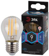 Лампа светодиодная F-LED P45-9w-840-E27 (филамент, шар, 9Вт, нейтр, E27) (10/100/4000) Б0047029 ЭРА