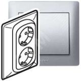 Galea Life Розетка двойная с заземлением aluminium моноблок 771330 Legrand