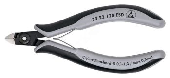 Прецизионные кусачки боковые для электроники антистатические ESD вороненые 120 mm KN-7922120ESD KNIPEX