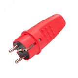 Вилка прямая c/з каучук 16А 250В IP44 цвет красный (еврослот) 3079 UNIVersal