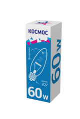 Лампа накаливания декоративная ДС 60вт 230в E27 прозрачная (свеча) LKsmSCnCL60E27v2 Космос