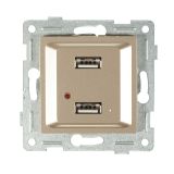 Ugra Розетка USB, двойная, скрытая установка.  шампань С11USB2-027 GUSI ELECTRIC