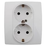 Розетка 2X2P+E Schuko со шторками, 16A-250В, Эра12, белый, 12-2104-01 Б0014699 ЭРА