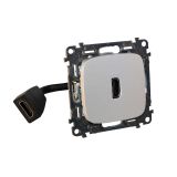 Valena ALLURE. Розетка HDMI с предварительно подключенным разьемом. С лицевой панелью. Цвет Алюминий 755167 Legrand