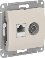 GLOSSA РОЗЕТКА двойная ТВ + компьютерная RJ45, кат. 5Е, МОЛОЧНЫЙ GSL000989 Systeme Electric