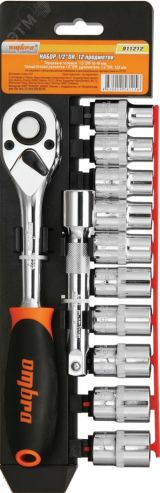 Набор головок торцевых с аксессуарами 1/2''DR, 10-19 мм, 12 предметов 055580 Ombra