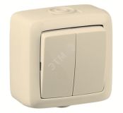 Выключатель двухклавишный наружный слоновая кость IP44 10А ВА10-251-01 HEGEL