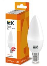 Лампа светодиодная C35 свеча 5Вт 230В 3000К E14 IEK LLE-C35-5-230-30-E14 IEK