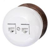 Розетка RJ45 компютерная двойная Фаберже, керамика, цвет перламутр B2-302-010/18 Bironi
