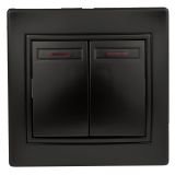Выключатель двойной с подсветкой, 10А-250В, IP20, СУ, Plano, антрацит (10/200/3600) 1-105-05 Intro Б0044564 ЭРА
