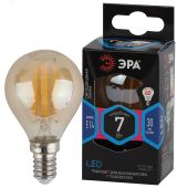 Лампа светодиодная F-LED P45-7W-840-E14 gold (филамент, шар золот, 7Вт, нейтр, E14) (10/100/3600) Б0047018 ЭРА