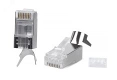 Коннектор RJ-45(8P8C) под витую пару, категория 6, экранированный, универсальный (для одножильного и многожильного кабеля), для проводников с толщиной по изоляции до 1.35 мм, со вставкой 9543c Cabeus