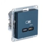 ATLASDESIGN USB розетка тип-С 65Вт высокоскор.заряд. QC, PD, механизм, изумруд ATN000827 Systeme Electric