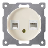 Розетка двойная телефон/компьютер RJ11/RJ45 кат.5e, цвет бежевый (серия Florence) 2172794 OneKeyElectro