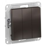 Выключатель трехклавишный ATLASDESIGN схема 1+1+1 10АХ механизм мокко ATN000631 Systeme Electric