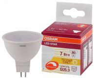 Лампа светодиодная LED 7Вт GU5.3 LSMR16 110град.3000K мат.OSRAM 4058075229006 LEDVANCE