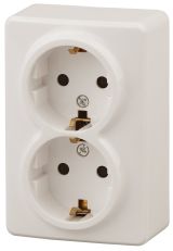 Розетка 2х2P+E Schuko, 16A-250В, ОУ, Эра Эксперт, сл.кость, 11-2205-02 Б0020692 ЭРА