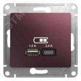GLOSSA USB РОЗЕТКА A+С, 5В/2,4А, 2х5В/1,2 А, механизм, БАКЛАЖАНОВЫЙ GSL001139 Systeme Electric