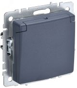 BRITE Розетка с заземлением с защитными шторками и крышкой 16А IP20 РСбш10-3-БрМ маренго BR-R16-16-K35 IEK