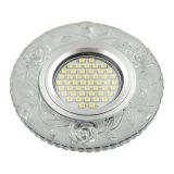 DLS-L150 GU5.3 GLASSY/CLEAR Светильник декоративный встраиваемый, серия Luciole. Без лампы, цоколь GU5.3. Доп. светодиодная подсветка 3Вт. Стекло. Зеркальный/прозрачный. ТМ Fametto UL-00003905 Uniel