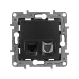 ETIKA Розетка телефонная+компьютерная RJ11+RJ45 категория 5 UTP антрацит 672652 Legrand